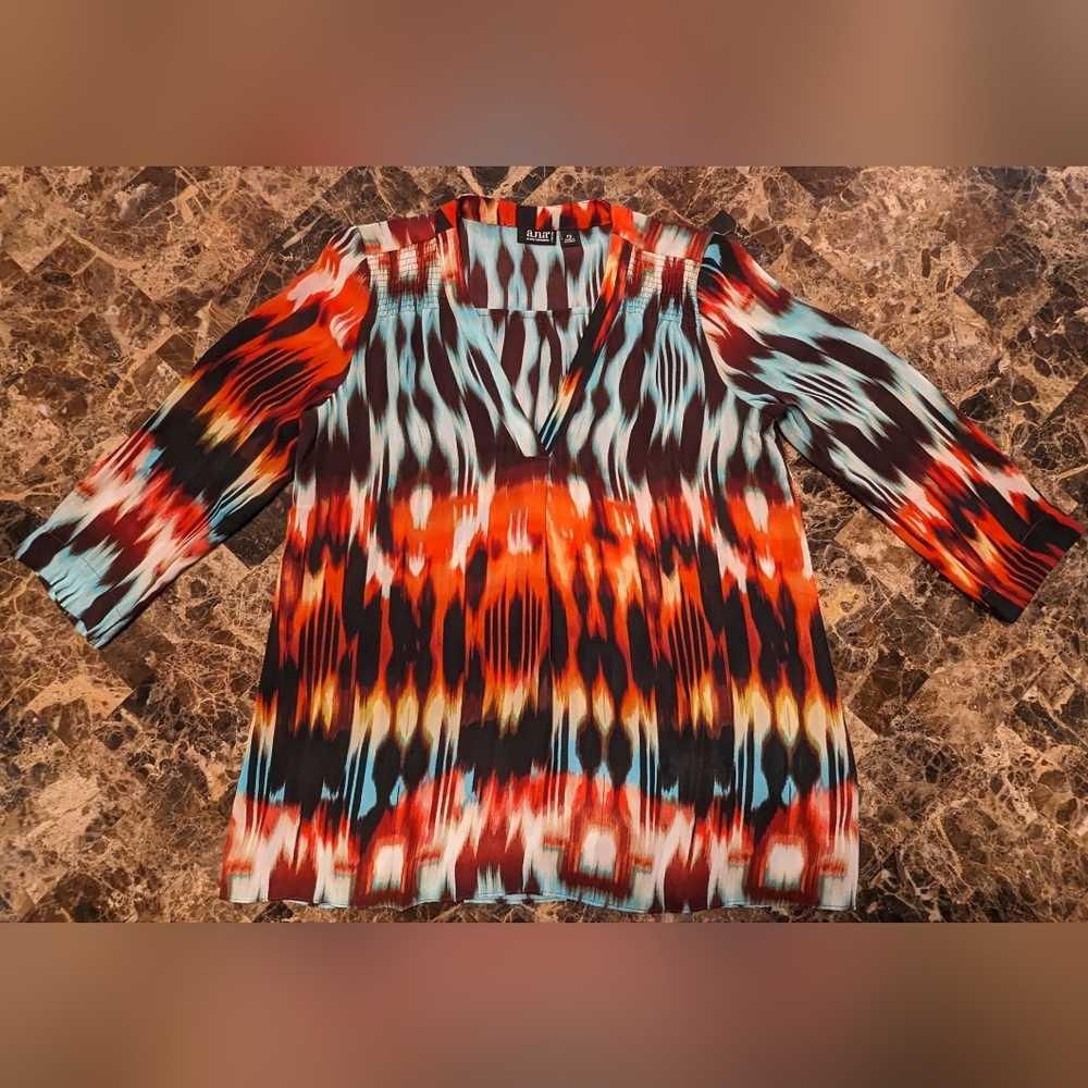 5/$25 A.N.A  A New Approach Vibrant Multi Colored Blouse - Picture 3 of 5
